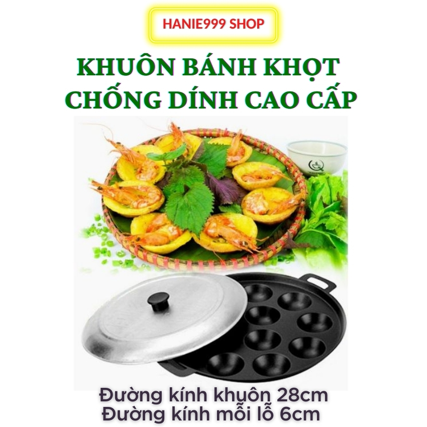 Khuôn bánh khọt có nắp 10 lỗ 28 cm chống dính cao cấp siêu tiện lợi giá giá rẻ- Hanie 999 Shop-Hanie999