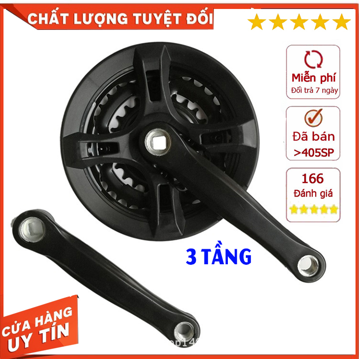Bộ giò dĩa - đùi đĩa xe đạp 3 tầng cốt vuông chất liệu thép cao cấp
