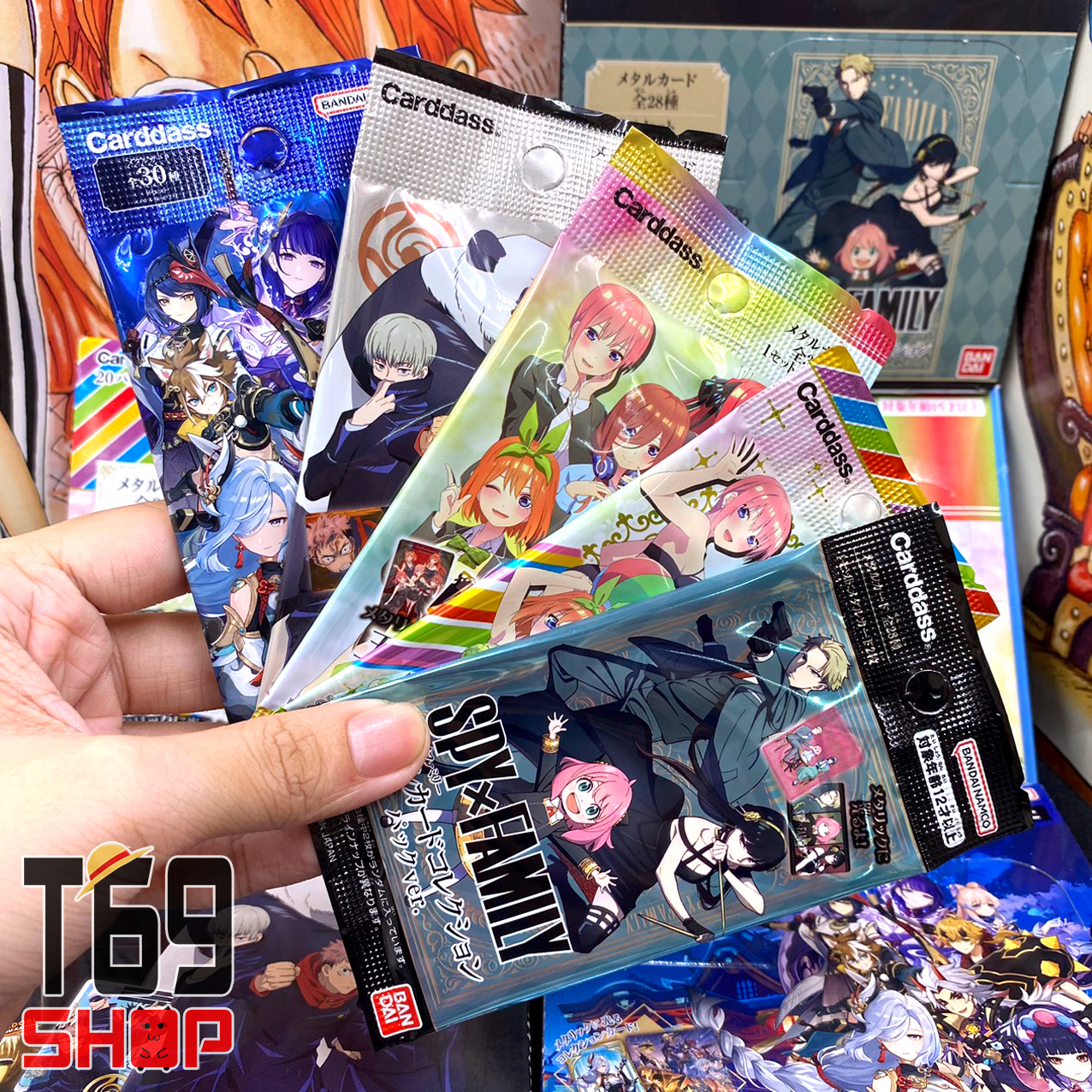 [Chính Hãng BANDAI] Gói thẻ nhân phẩm Genshin Impact , Jujutsu Kaisen , Spy x Family , Gotoubun no Hanayome (Metal Card) [T69 Shop]