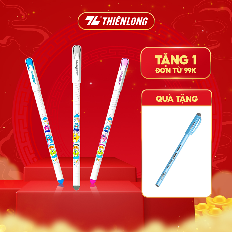 Combo 20 Bút Gel xóa được Thiên Long TPGELE002 ngòi 0.5mm mực xanh/tím/đen có nắp đậy mực không độc hại