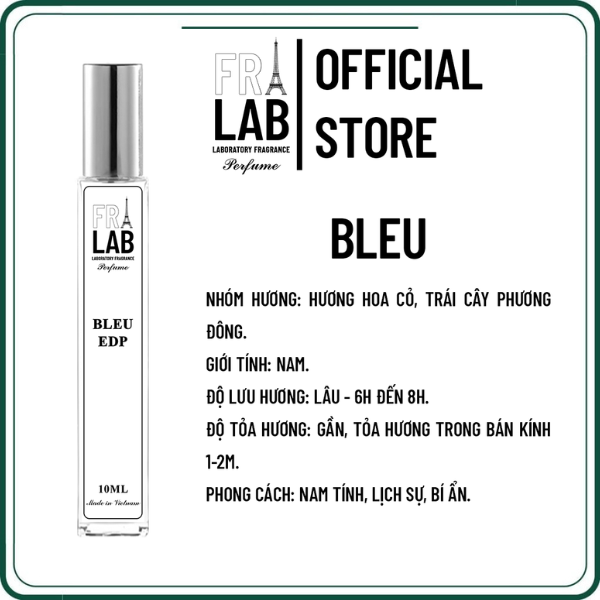 Tinh dầu nước hoa dạng xịt fralab bleu 10ml, nam tính, lịch lãm, bí ẩn
