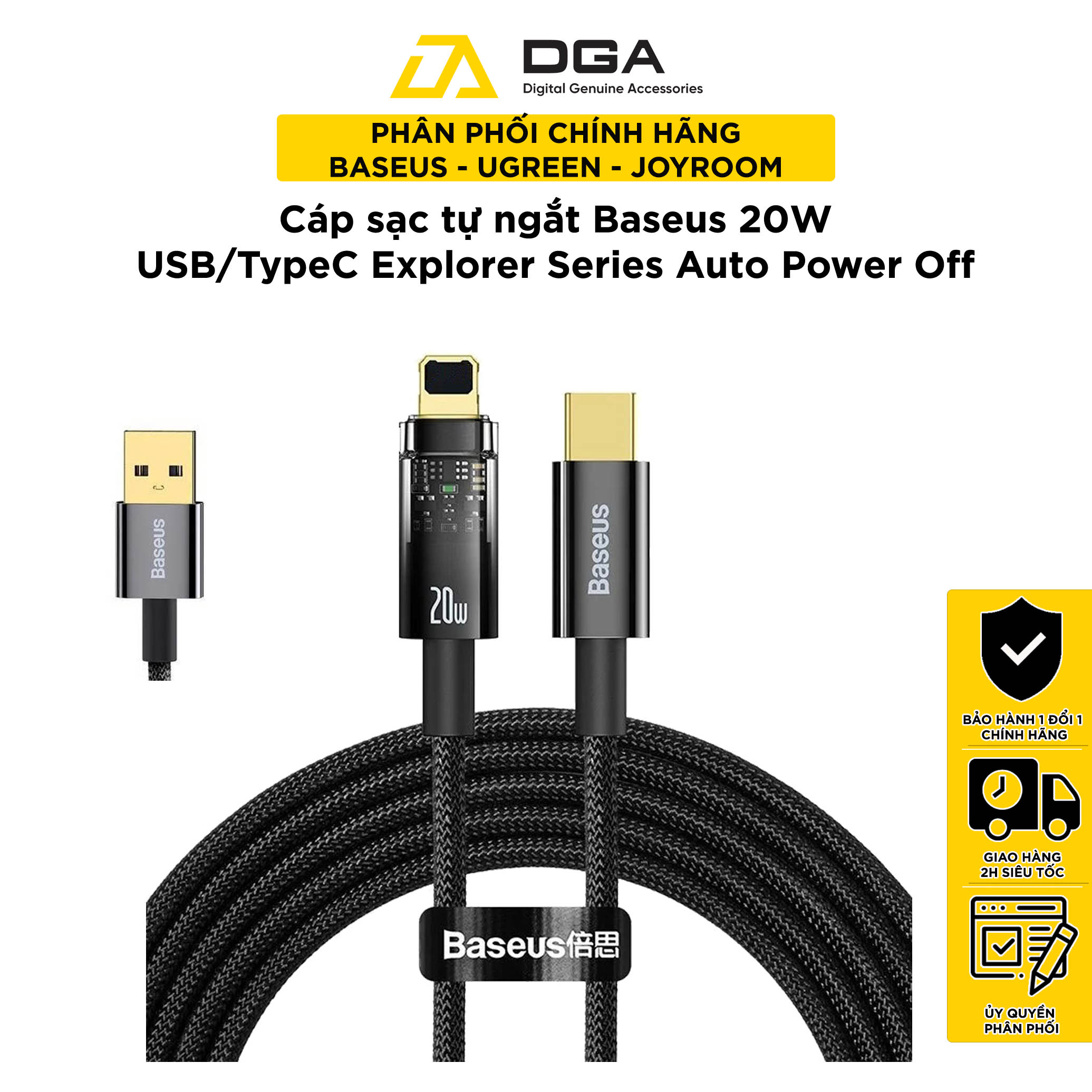 Cáp Sạc nhanh 20W Tự Ngắt Gen2 Baseus Explorer Series cho iP