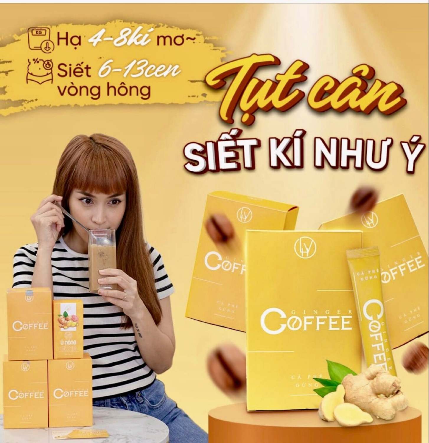 Cà phê gừng giảm cân ginger coffee - hộp 20 gói