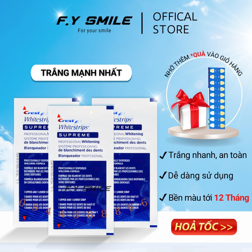 Miếng dán trắng răng Crest 3D White Supreme Professional - Dán trắng răng cho răng khoẻ mạnh