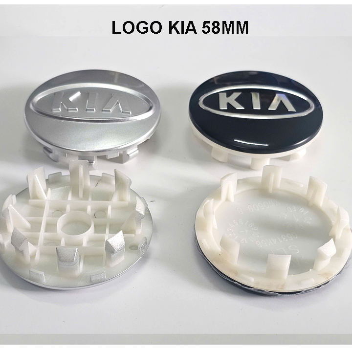 (KIA) Logo KIA, chụp mâm xe KIA mẫu cũ, đường kính 58mm. Logo KIA đường kính ngoài 58mm – 2 màu, bán lẻ hoặc bộ 4 chiếc