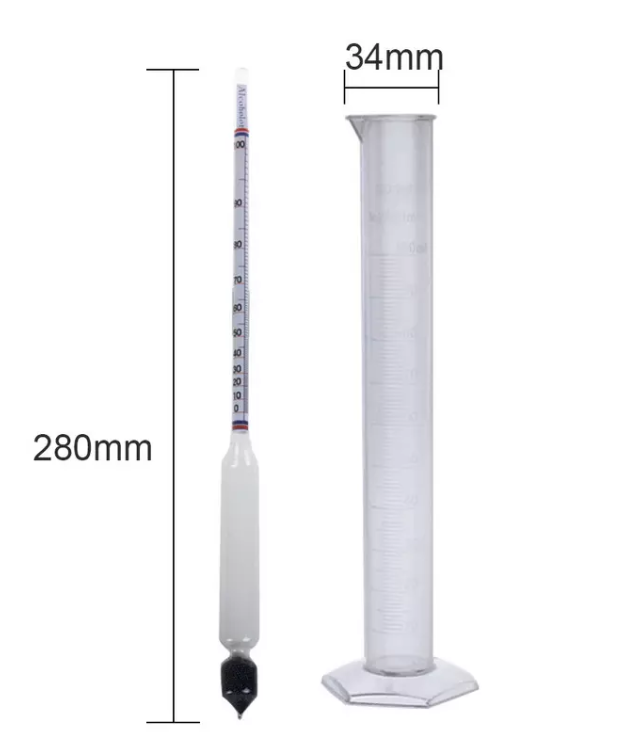 Dụng Cụ Đo Nồng Độ Cồn - Cồn Kế 2 cái thang đo 0 - 50 và 0 - 100