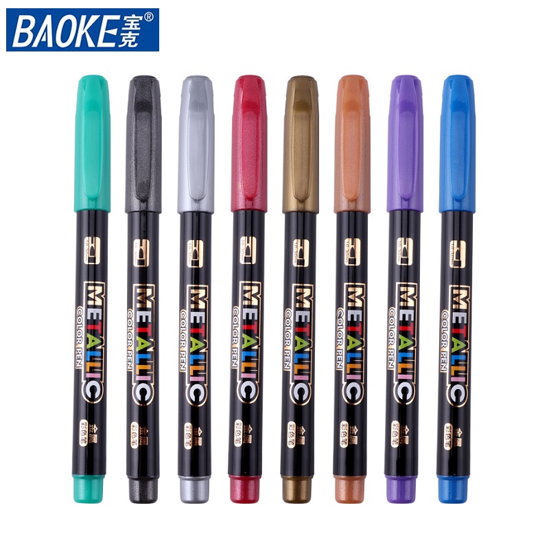 [HCM]Vỉ Bút Lông Nhũ 8 Màu Metallic - Color Pen BAOKE  MP570