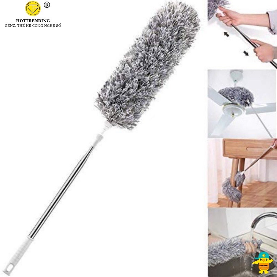 Cây chổi lông tĩnh điện quét lau bụi mạng nhện trần nhà đa năng cán dài