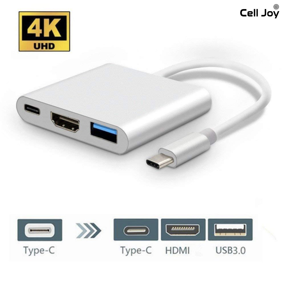 HCM Bộ adapter cáp chuyển type-c sang hdmi 4k/usb/typec 3 trong 1 cho macbook ipad dùng trong trình chiếu hoạt động dễ dàng