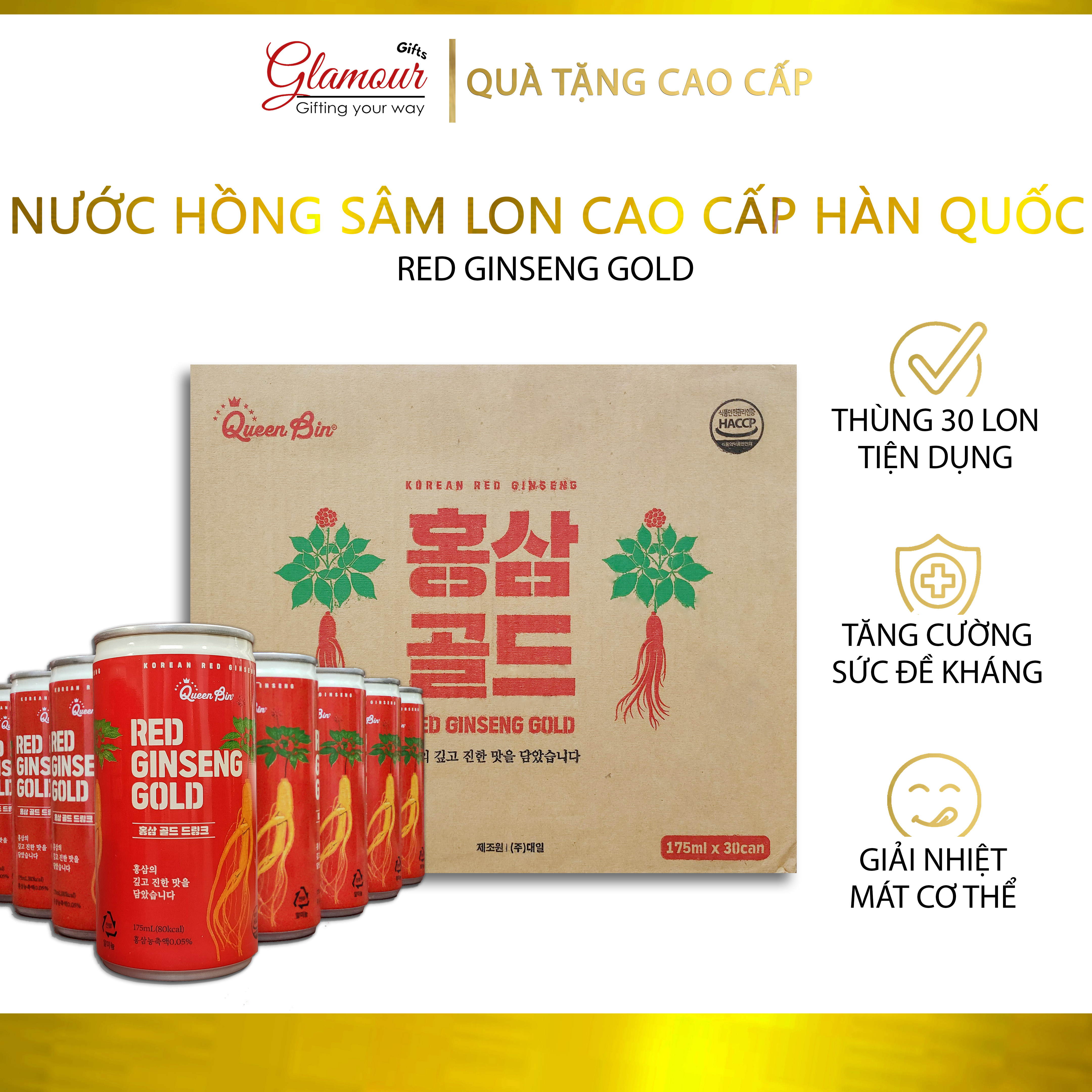 Nước hồng sâm lon hàn quốc queenbin cao cấp - lon hồng sâm hàn quốc chính hãng siêu bổ