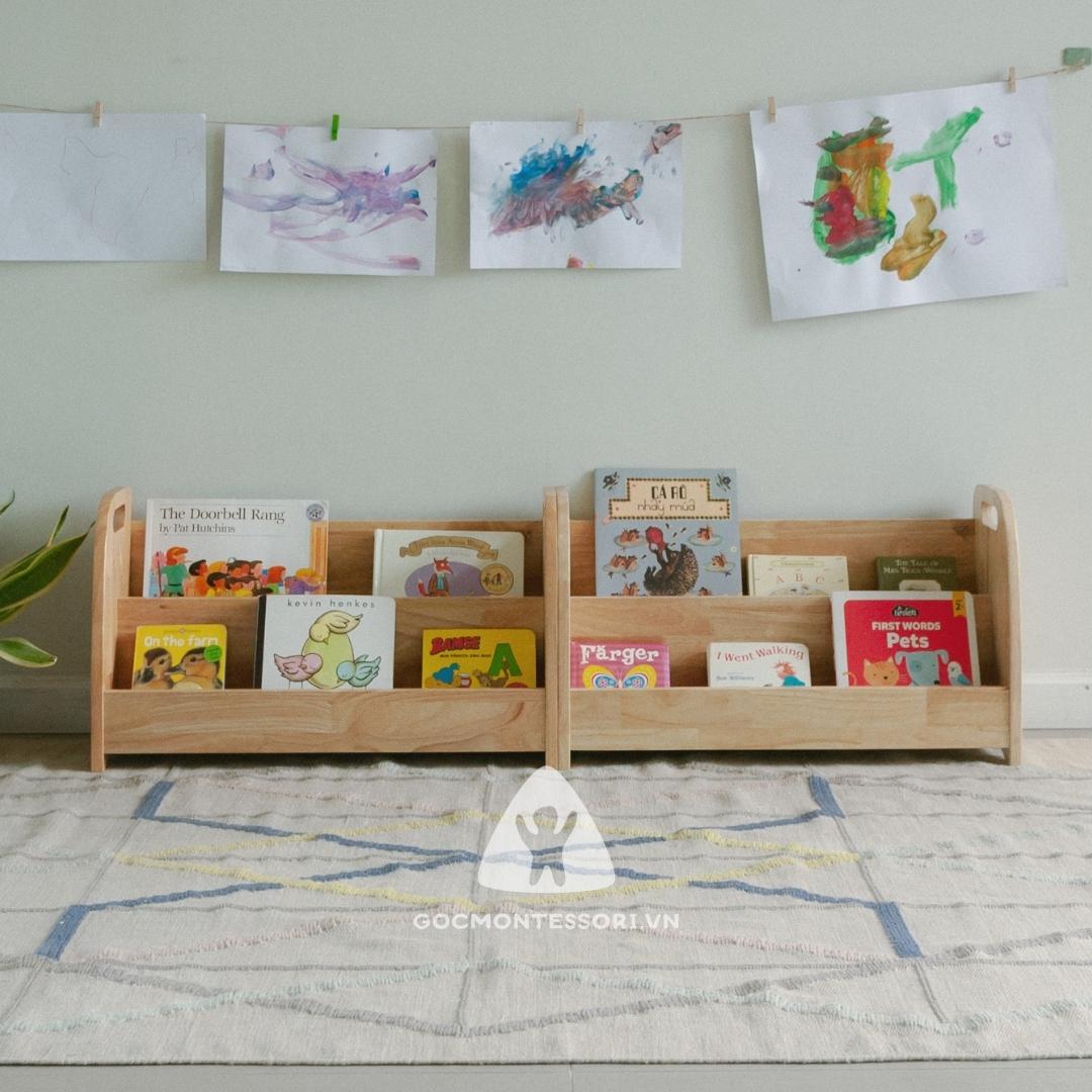 Combo 2 Kệ sách Montessori - Tủ sách trẻ em bằng gỗ