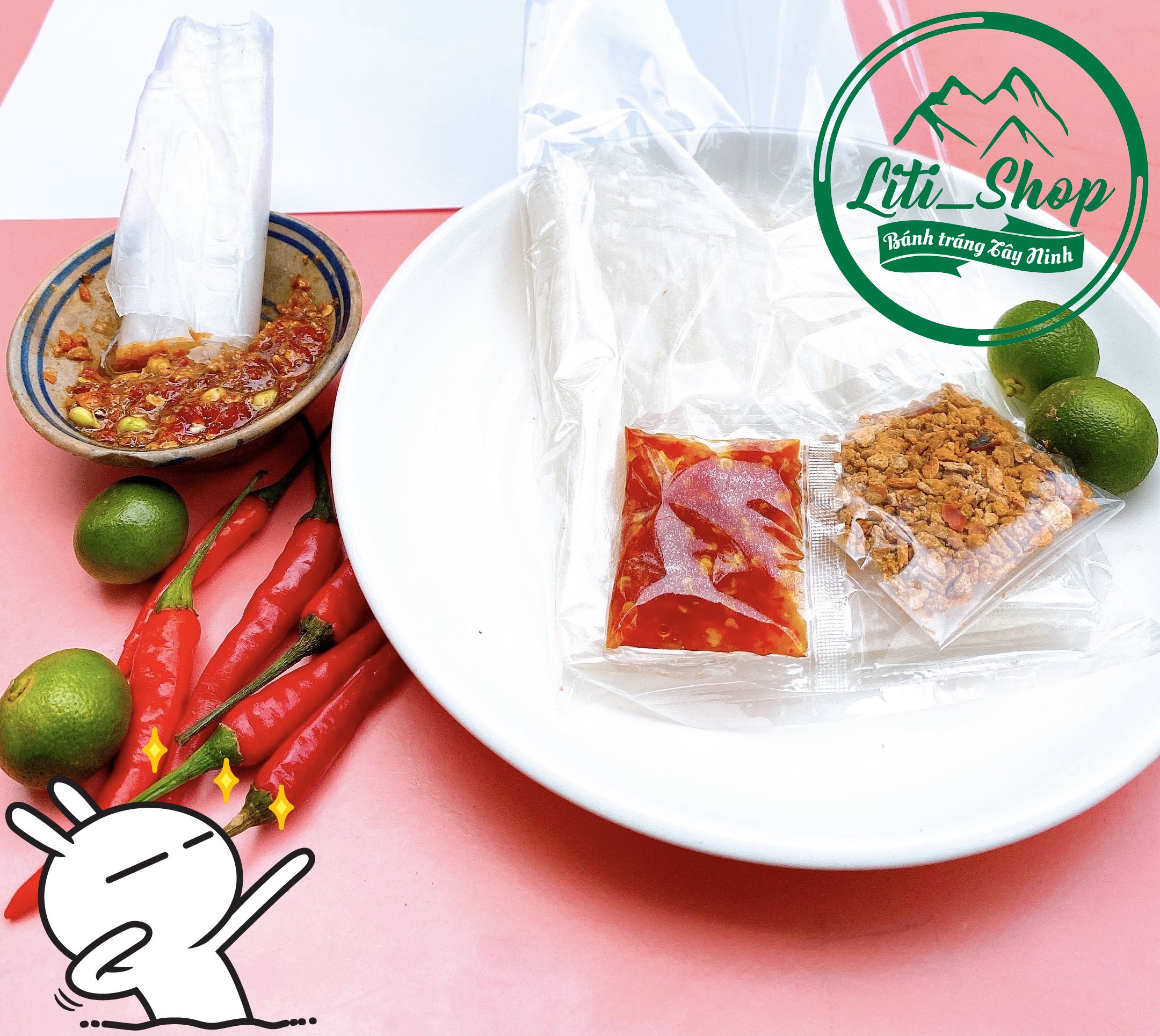 Bánh tráng muối, ớt, tắc tây ninh