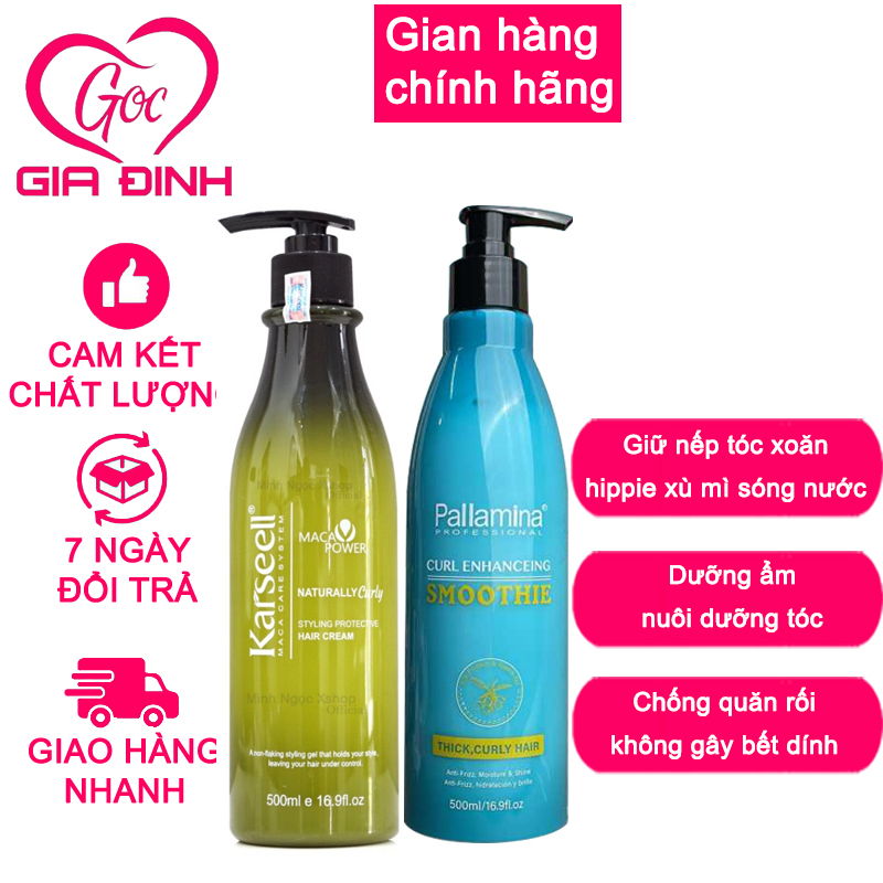 Gel bóp xoăn gel mềm giữ nếp tóc kem giữ nếp tạo kiểu tóc xoăn lơi xoăn xù mì xoăn sóng KARSEELL 500ML