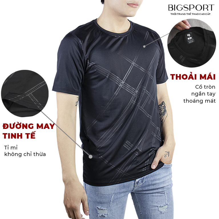 Áo Thun Nam Thể Thao Tập Gym Chạy Bộ Trơn Basic Vải 100% Sợi Poly Chính Phẩm Co Giãn 4 Chiều Form Rộng Áo Phông Thể Thao Cao cấp - Big Sport BS00