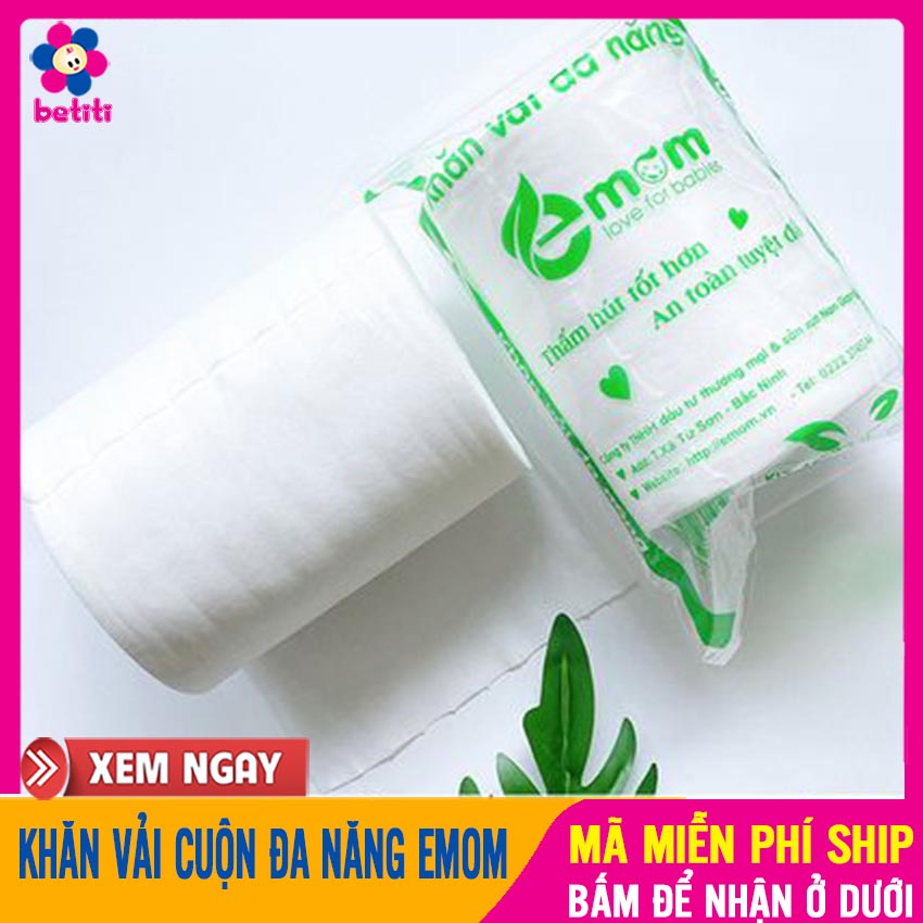 Khăn vải cuộn đa năng emom 400g siêu mềm, không hóa chất, không mùi - khăn vải khô đa năng, khăn khô dạng cuộn cho bé, khăn đa năng cho bé