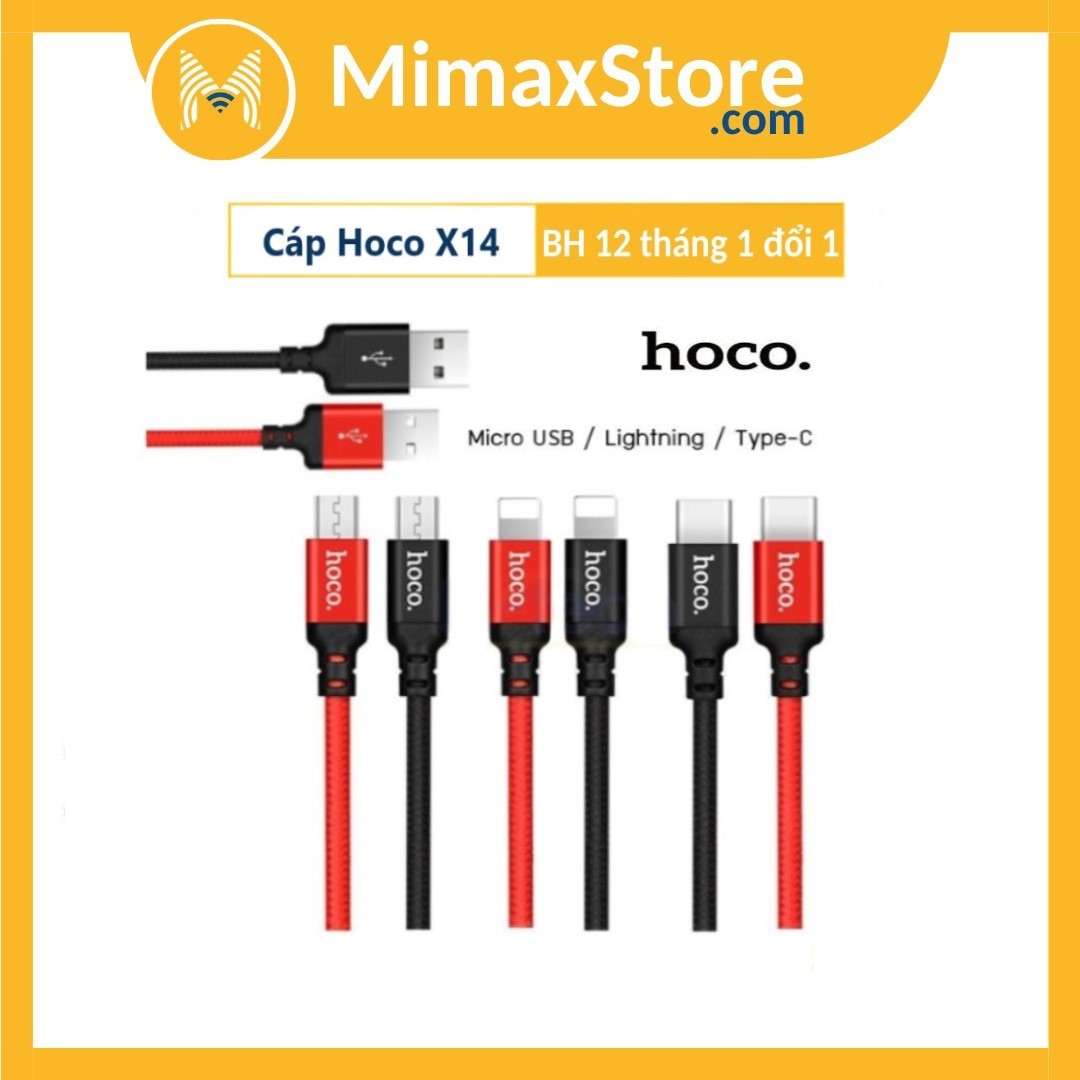 [HCM]Cáp Sạc iPhone / Micro / Type C Hoco X14 Siêu Bền - Hàng Chính Hãng - BH 1 NĂM