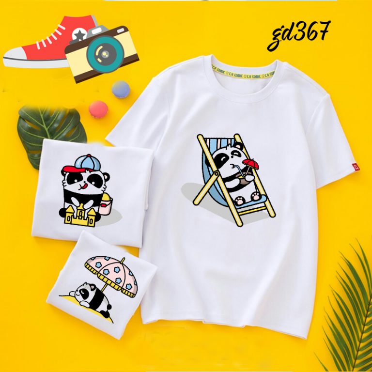 áo gia đình mùa hè đi chơi biển thun cotton cổ tròn tay ngắn