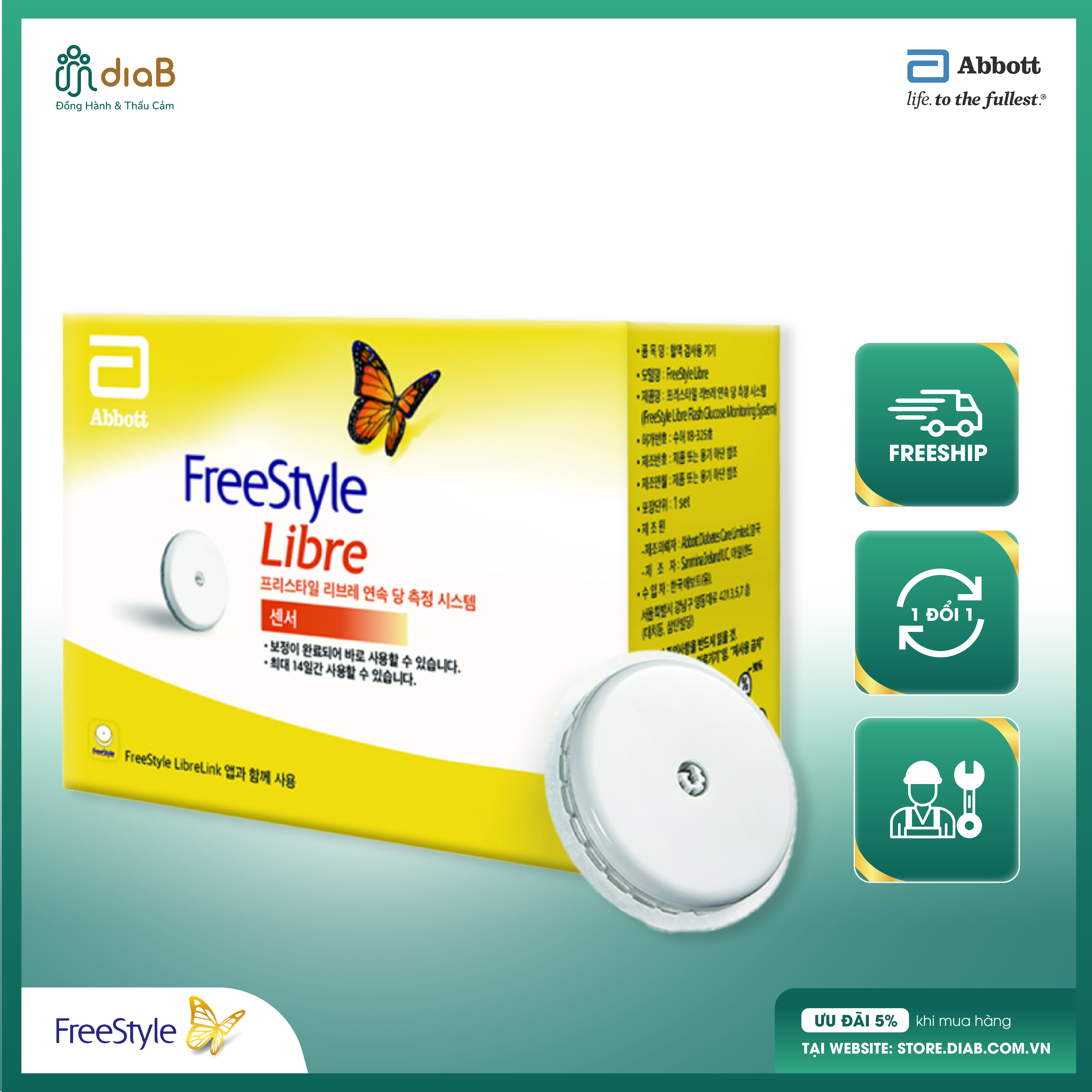 Freestyle libre flash glucose monitoring sys sensor – bộ cảm biến – sử dụng kèm máy theo dõi đường huyết liên tục abbott