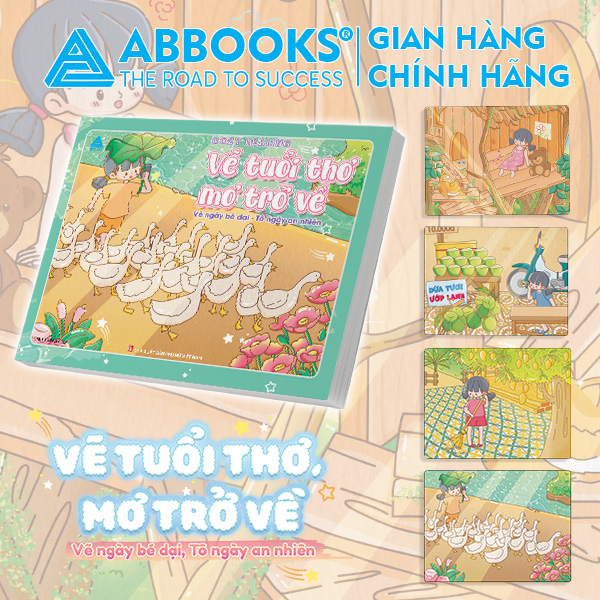Sách - Tô Màu Cozy Healing – Vẽ Tuổi Thơ Mơ Trở Về - Vẽ Ngày Bé Dại Tô Ngày An Nhiên - ABBOOKS