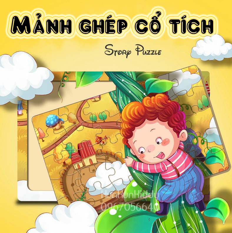 [30 MẢNH] Đồ chơi xếp hình gỗ chủ đề cổ tích cho bé-bộ xếp hình - tranh xếp hình