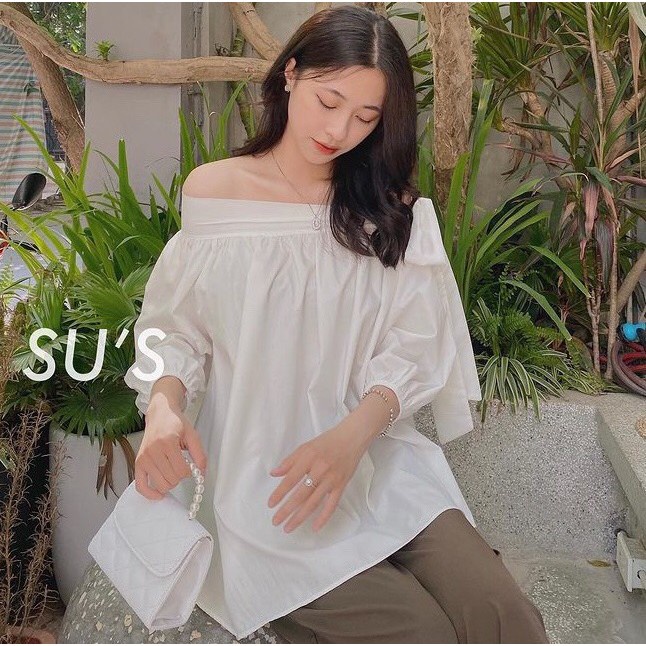 Áo hở vai gợi cảm buộc nơ vai Áo kiểu nữ trễ vai nơ vai 3 màu