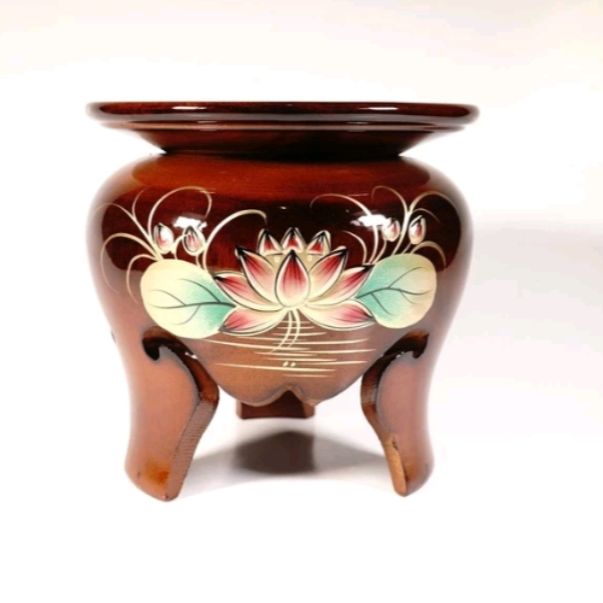 Đôn gỗ chân cao 15cm kê tượng kê chậu đắp hoa sen nổi - đường kính nhiều cở