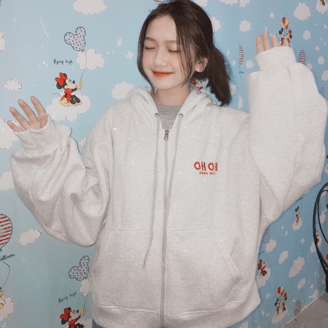 Áo khoác nỉ oh oh tặng giấy thơm - hoodie dây kéo oh oh