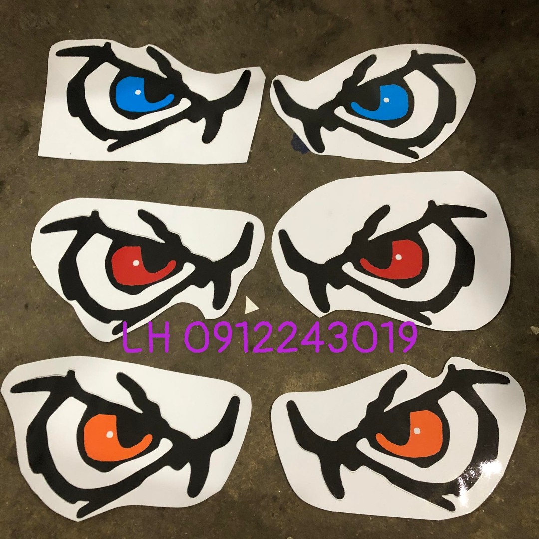 Tem decal đôi mắt quỷ dán trang trí xe tải, ô tô