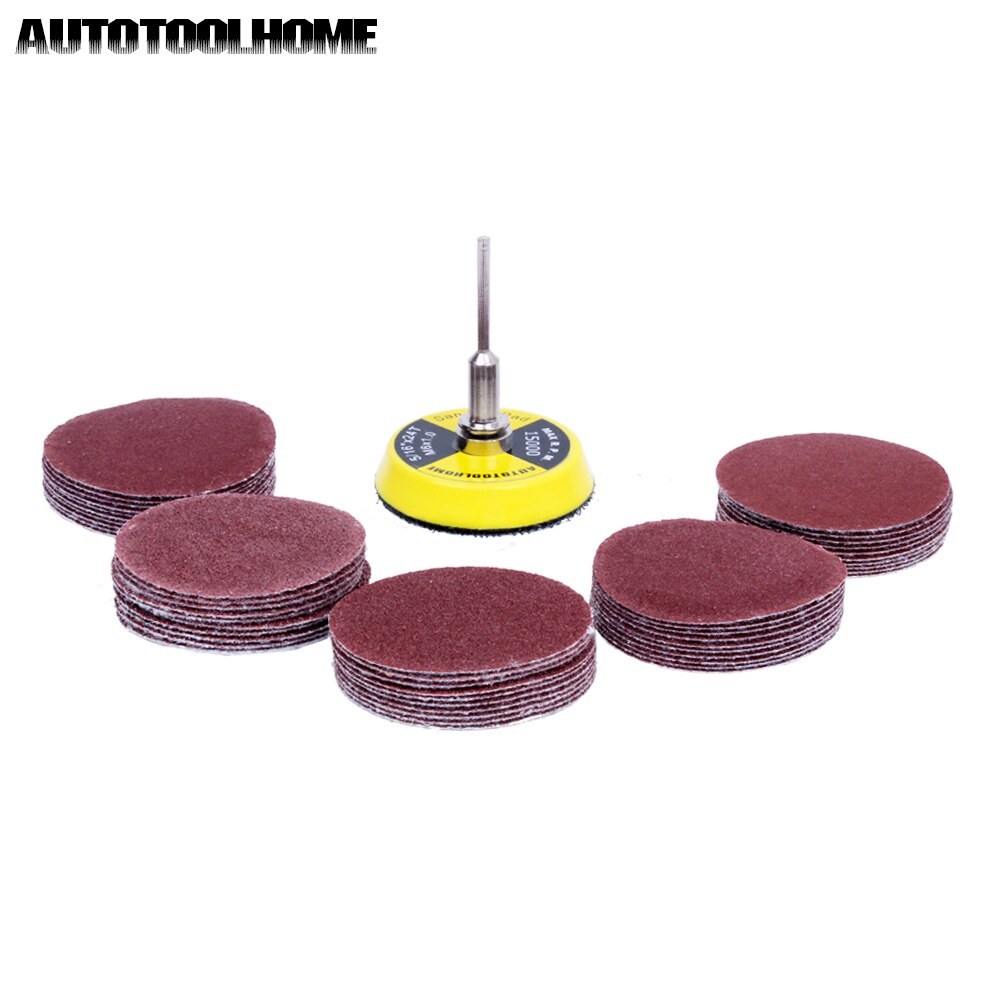 Bộ 60 tờ giấy nhám đĩa siêu mịn 2 inch và tấm đánh bóng mài mòn 2 inch + dụng cụ xoay thân 1/8