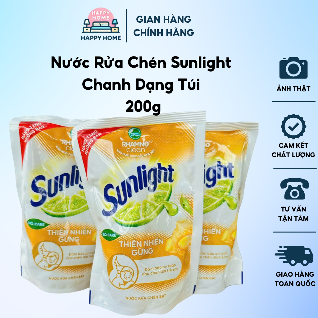 Nước Rửa Chén Sunlight Chanh Dạng Túi 200g Hương Thơm Tự Nhiên