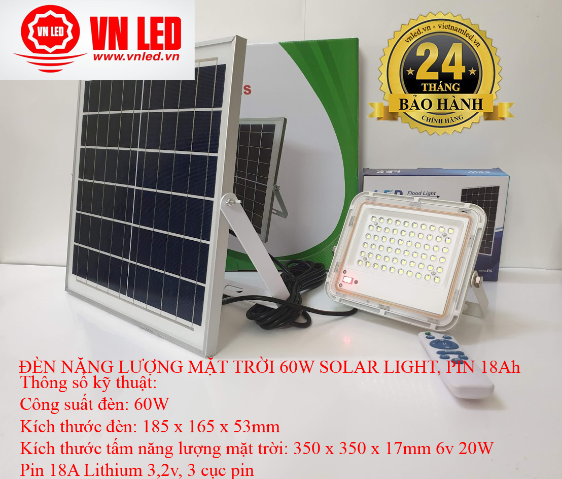 ĐÈN NĂNG LƯỢNG MẶT TRỜI 60W, 100W SOLAR LIGHT, PIN 18Ah, vnled.vn đt 0936395395