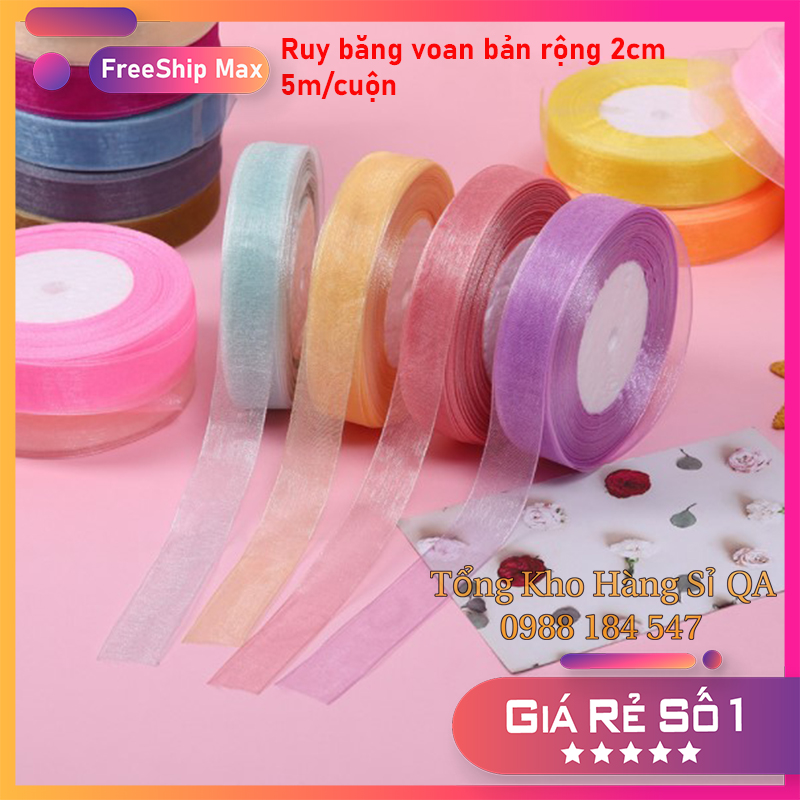 [ 5 mét ] Ruy băng voan bản rộng 2cm cao cấp Hàn Quốc