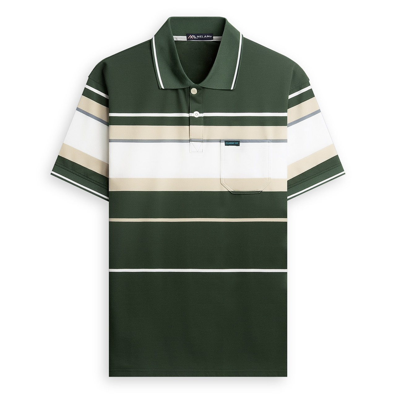 Middle-Aged Men's Short-Sleeved Polo Shirt Big Size 3XL 100kg Striped Cotton Fabric with Wide Collar, T-Shirt for Older Men - 5
