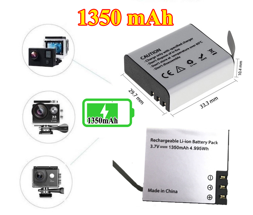 Pin camera hành trình thể thao 1350mAh