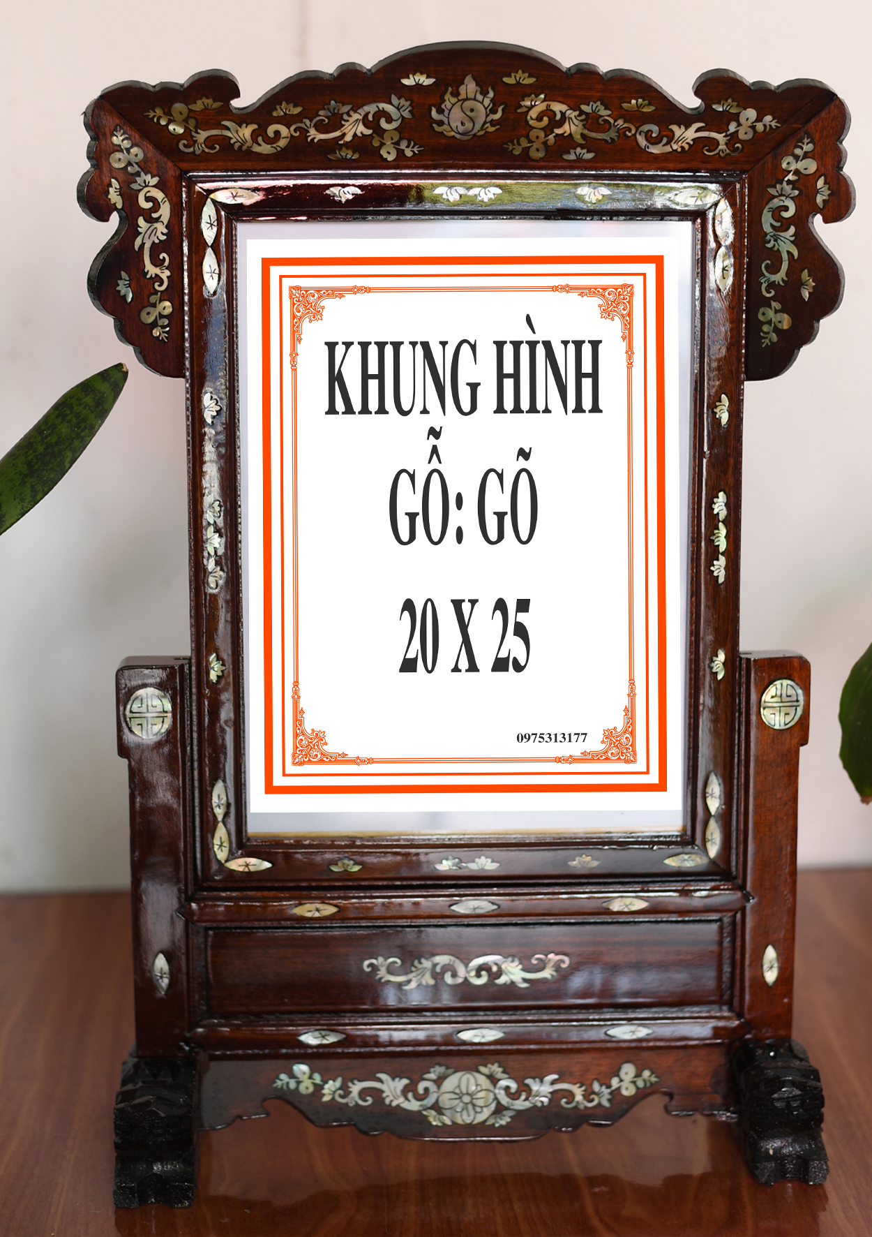 Khung thờ gỗ gõ 20 + 25