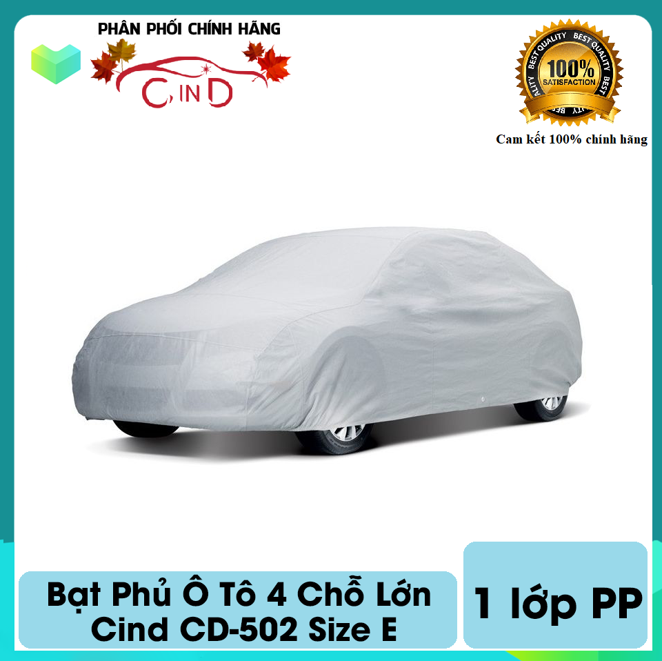 Bạt phủ ô tô 4 chỗ lớn cind cd-502 size e 1 lớp pp