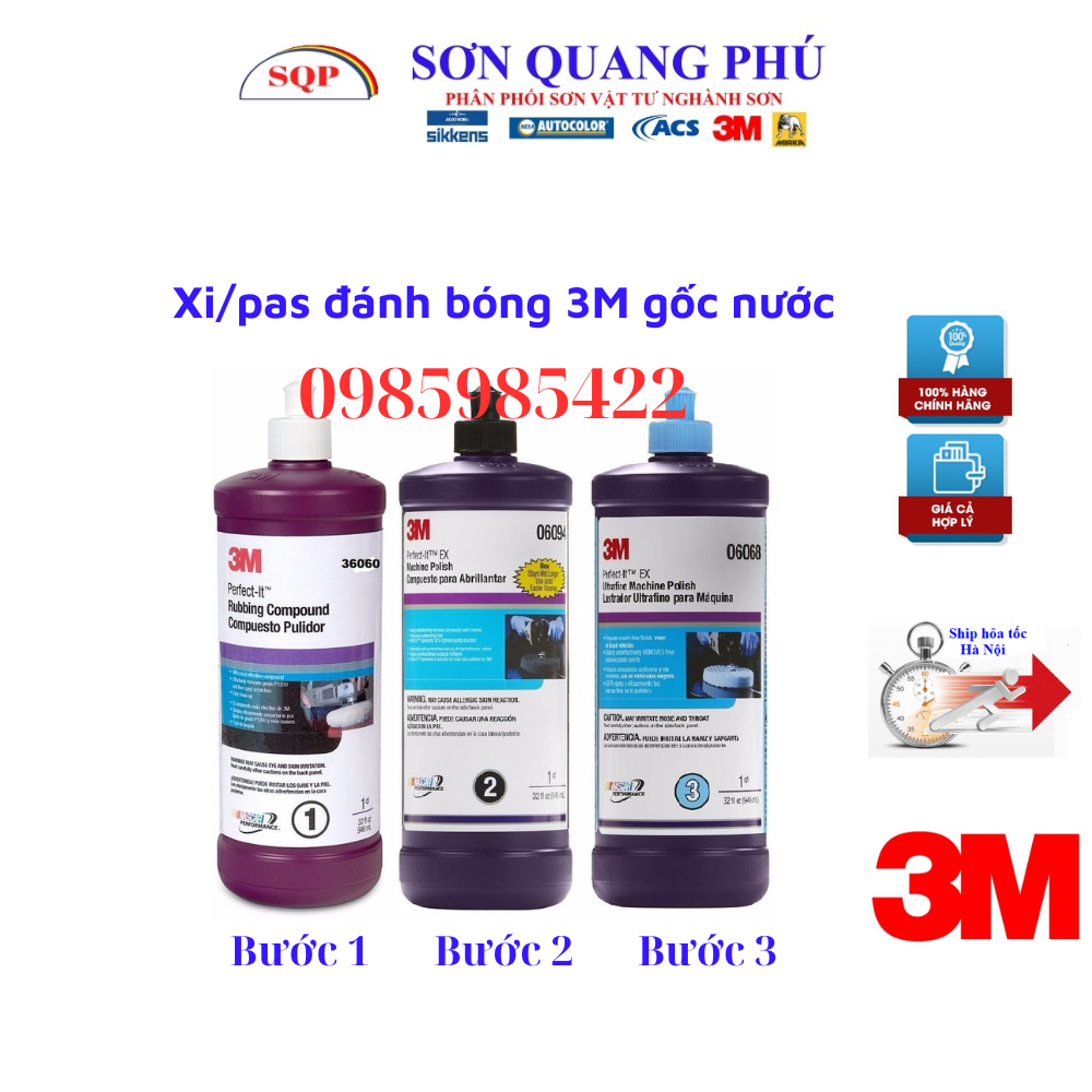 Xi đánh bóng 3m 36060, 06094, 06068 pas đánh bóng 3m gốc nước bước 1 2 3, sáp đánh bóng 3m nhập khẩu sonquangphu422