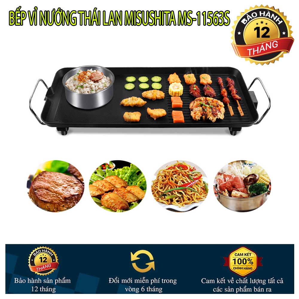 [HCM]BẾP NƯỚNG THÁI LAN MISUSHITA MS-11563S  Bếp Lẩu Nướng Đa NăngVừa Ăn Lẩu Vừa Ăn Nướng Vô Cùng Hấp DẫnMen Chống DínhDễ Dàng Lau ChùiĐảm Bảo Vệ SinhAn Toàn Sức Khỏetiết kiệm điệnTiết Kiệm Thời Gian- Bảo Hành 12T