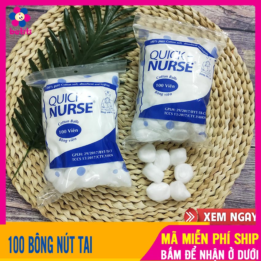 (100 VIÊN) Bông Nút Tai Cho Mẹ Sau Sinh QUICK NURSE Chính Hãng, An Toàn - Bông Bịt Tai Nữ, Bông Bịt Tai Cho Bà Đẻ, Bông Nhét Tai Chống Ồn - BETITI SHOP