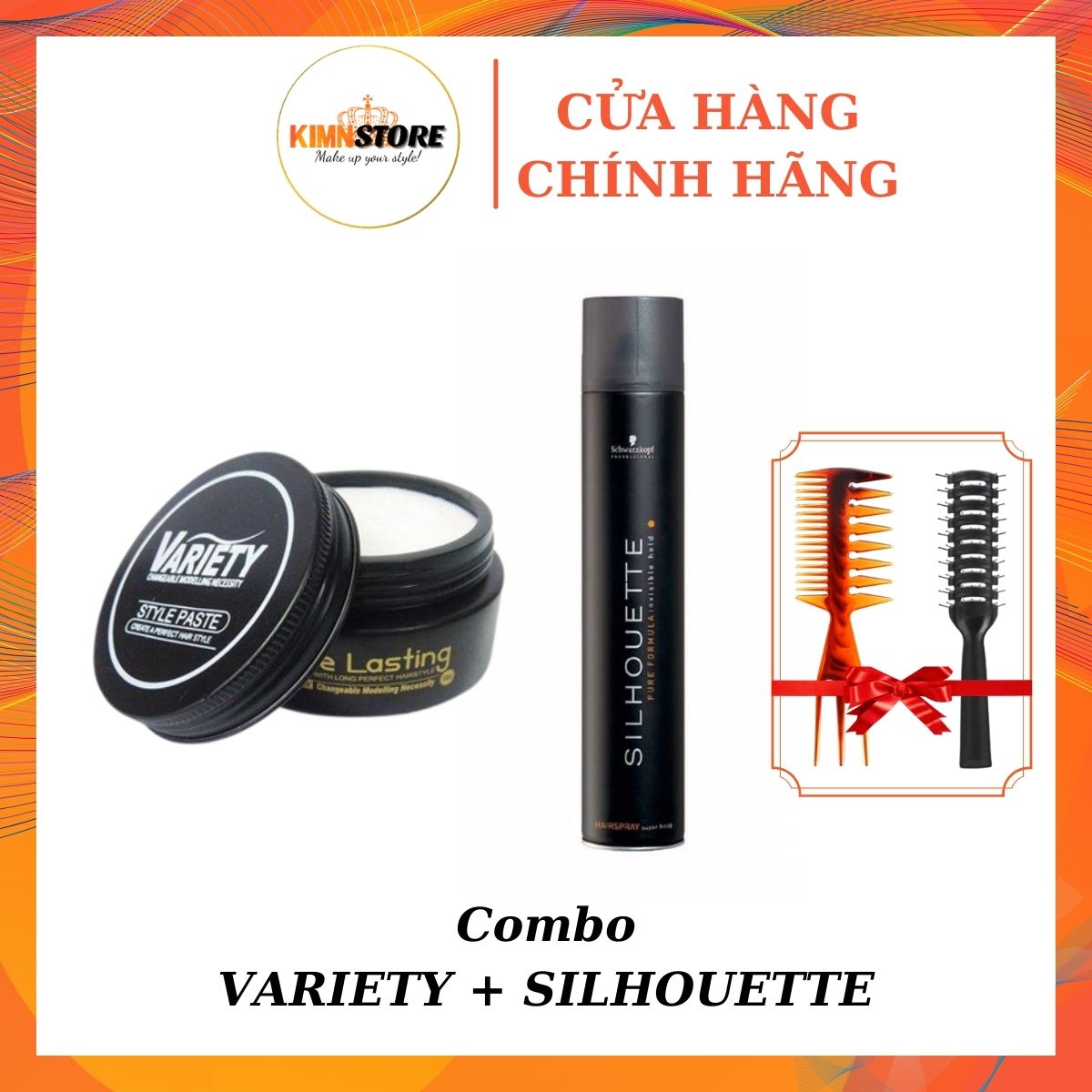 Combo sáp vuốt tóc & gôm xịt tóc nam - sáp vuốt tóc variety 100ml + gôm xịt tóc silhouette 420ml