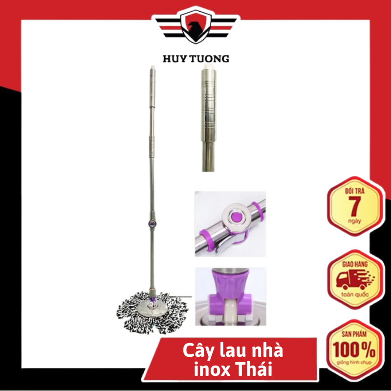 Cây lau nhà inox cao cấp xoay 360 độ thái lan G7, cây lau nhà thái lan g7, cây lau nhà xoay 360 độ -