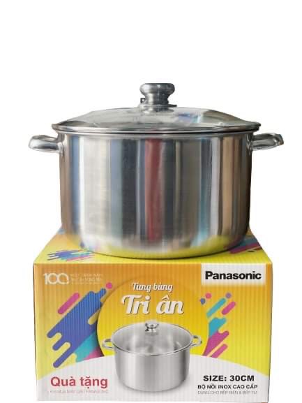 NỒI LUỘC GÀ INOX 430 BẾP TỪ 1 ĐÁY PA.NA.SONI.C 30CM NẮP KÍNH CAO CẤP