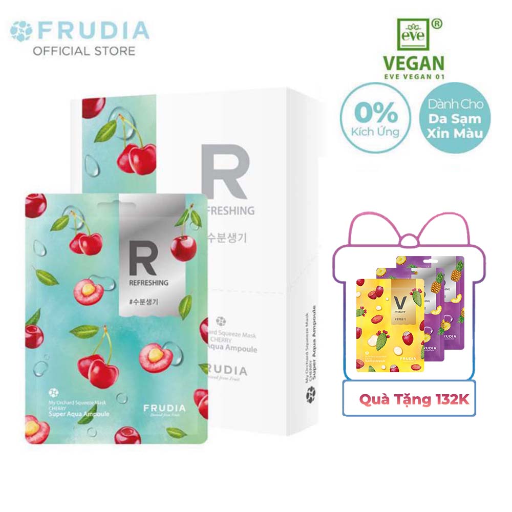 10 miếng mặt nạ dưỡng chất cấp ẩm từ anh đào frudia my orchard squeeze mask cherry 20ml/box