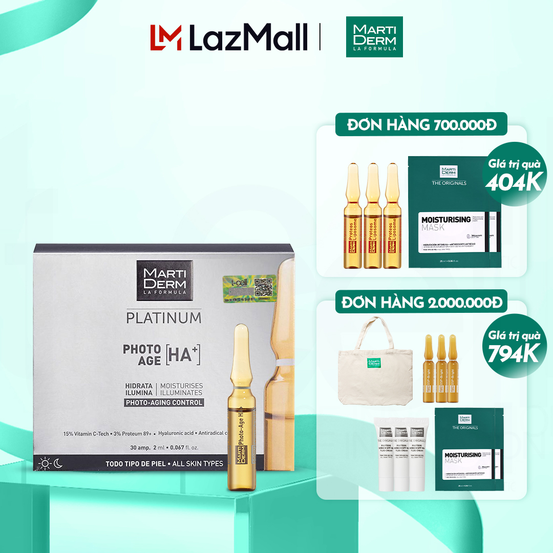 Ampoules 15% Vitamin C Nguyên Chất Chống Lão Hóa - MartiDerm Platinum Photo Age HA+ (30x2ml)