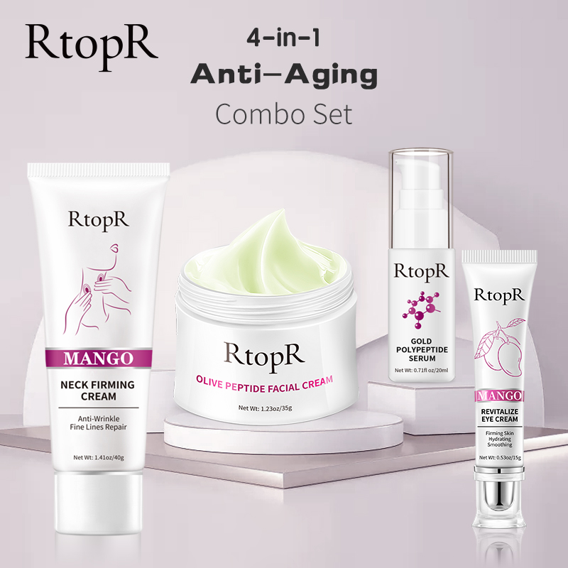 RtopR Bộ sản phẩm chống lão hóa với huyết thanh săn chắc kem chống nhăn từ quả ô liu peptide kem mắt làm săn chắc và kem trẻ hóa săn chắc cổ - INTL