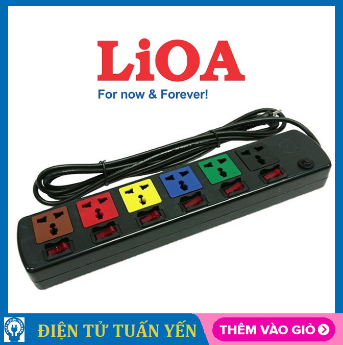 Ổ cắm LiOA 6DOF32N 6 lỗ đa năng 6 công tắc, công suất chịu tải 2200W, dây dài 3M - Hàng chính hãng