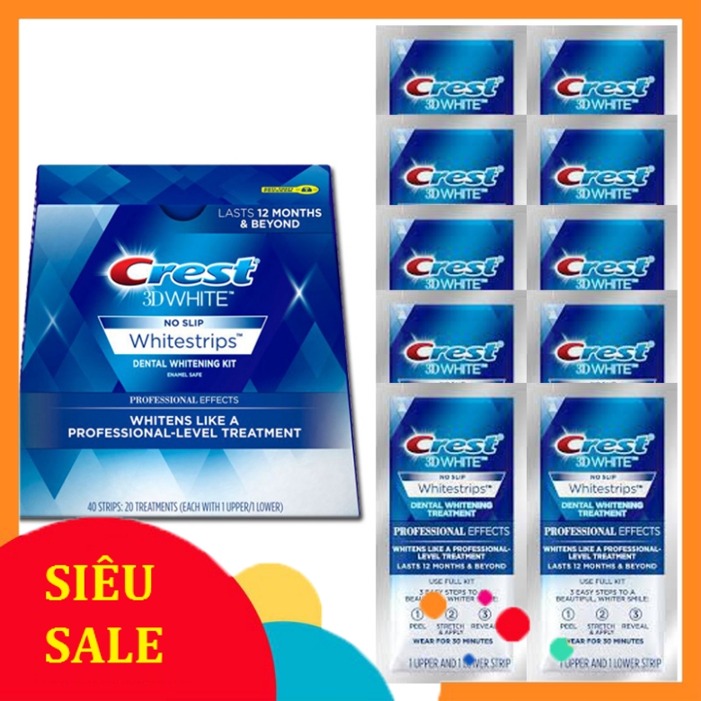 Miếng dán trắng răng Crest 3D White (Gói lẻ gồm 2 miếng dán )