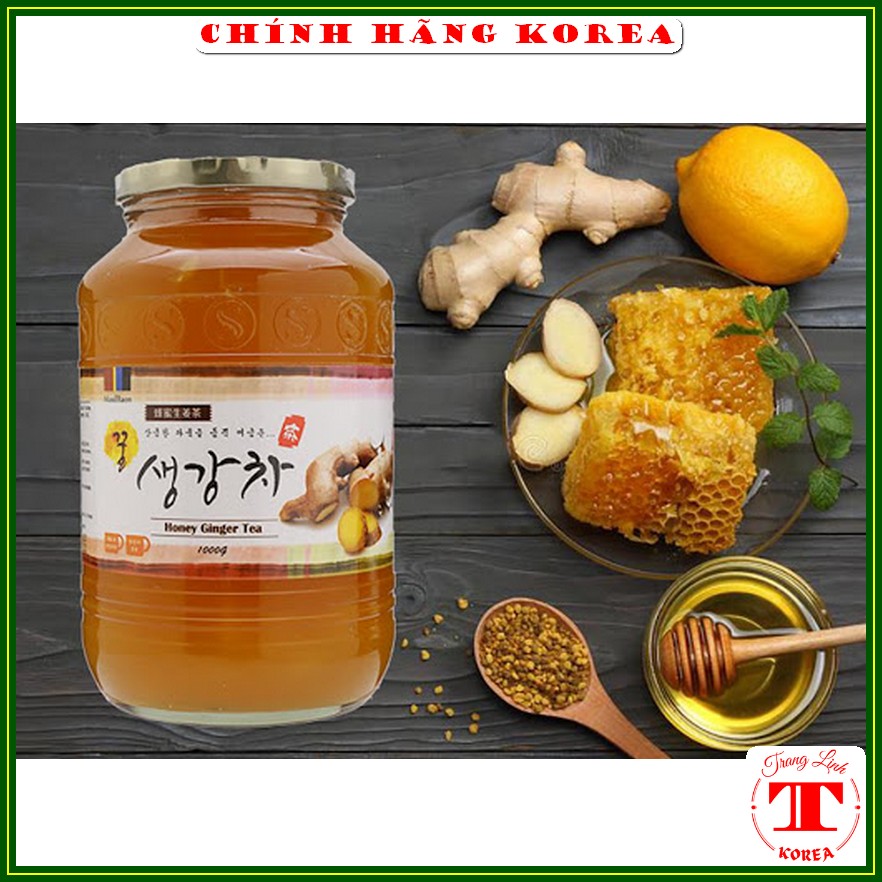 Mật ong gừng hàn quốc Ginger Tea, lọ 1kg - Trà gừng mật ong chính hãng- Bổ sung vitamin, phòng viêm họng, cảm lạnh, tranglinhkorea