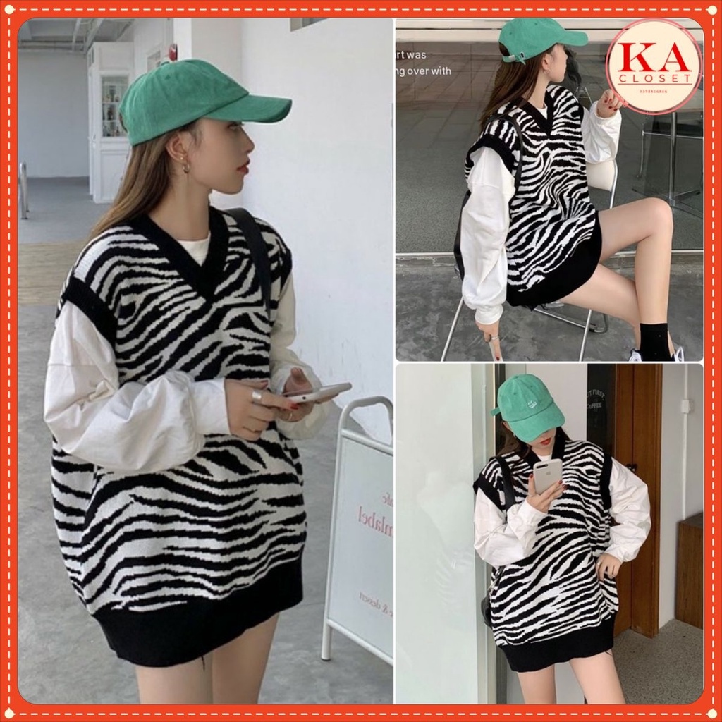 Áo gile ngựa vằn KA Closet from áo to thụng dễ phối đồ im 5d ko nhòe chất thể thao ko xù hot trend 2021