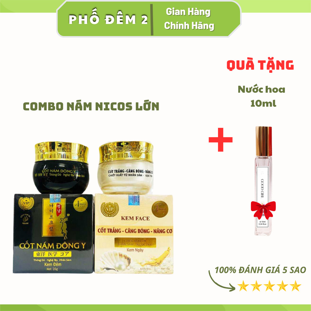 Bộ Kem Face Cốt nám Đông Y Nicos + Kem Cốt trắng nâng cơ Nicos Beauty+ Tặng nước hoa